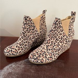 Tom’s Kelsey Leopard Wedge Bootie